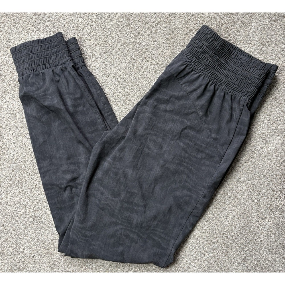 Athleta Camden Printed Jogger Pants Women's 6 Tall Black Gray Print Gorpcore